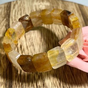 Golden Healer Natural Crystal Bangle Stretch Bracelet ( #2 )